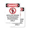 Signmission Boiler Room Authorized Danger Sign, Plastic, 7in W x 10in L, 2PK OS-2PACK-DS-P-710-V-1048 - alternate 1